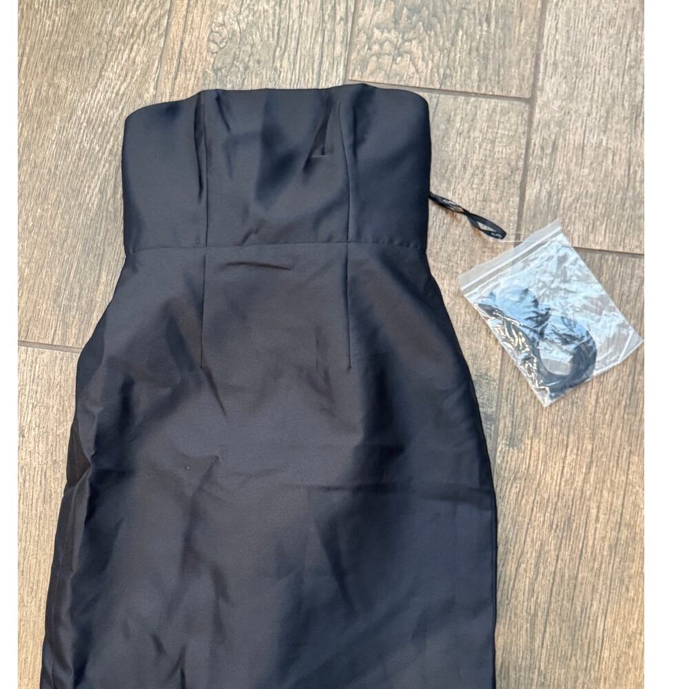 NEW Alfred Sung Strapless Satin Column Dress with Removeable Train Black Size 2 - Picture 7 of 13